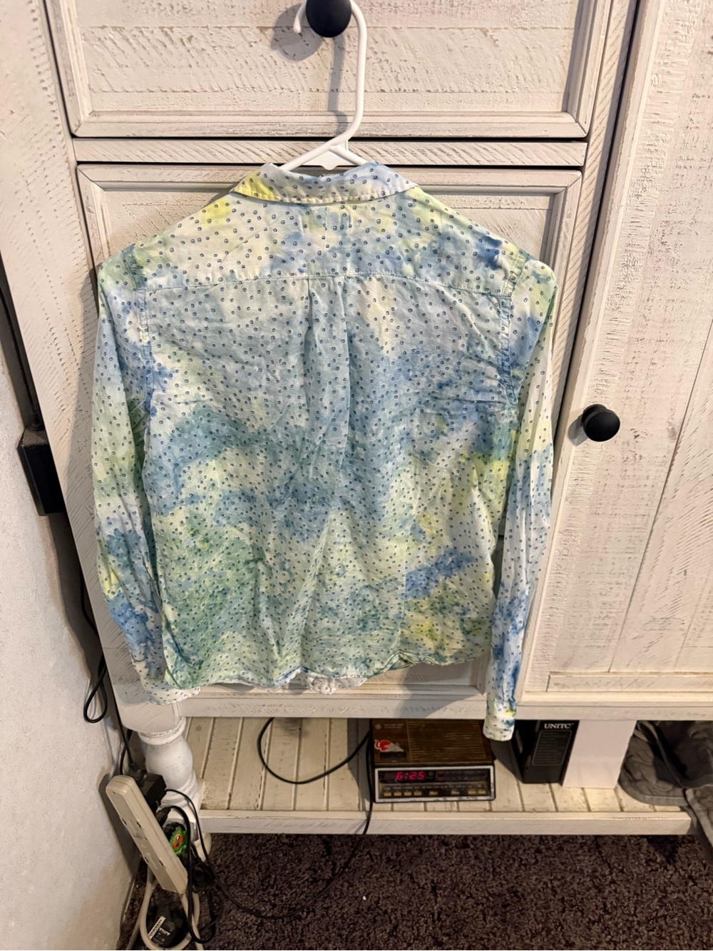 Levi's Women's Light Blue, Green & Yellow Tie-Dye Button-Down Shirt